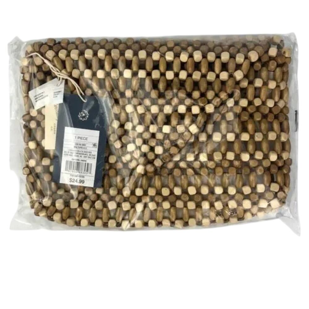 Wooden Beaded Clutch Crossbody Purse Gold Universal Thread Handbag - Picture 5 of 8